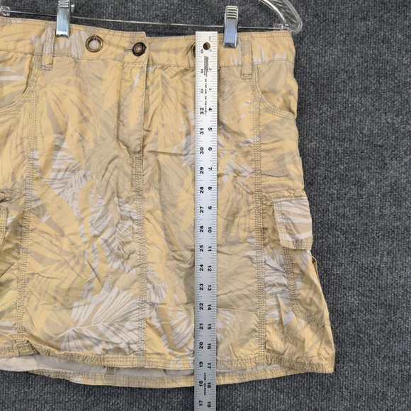 Merona Womens Cargo Skirt Yellow Tan Size 10 Cotton Pockets Palm Pattern - Picture 4 of 12